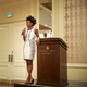 Angela Tucker delivers a keynote address.